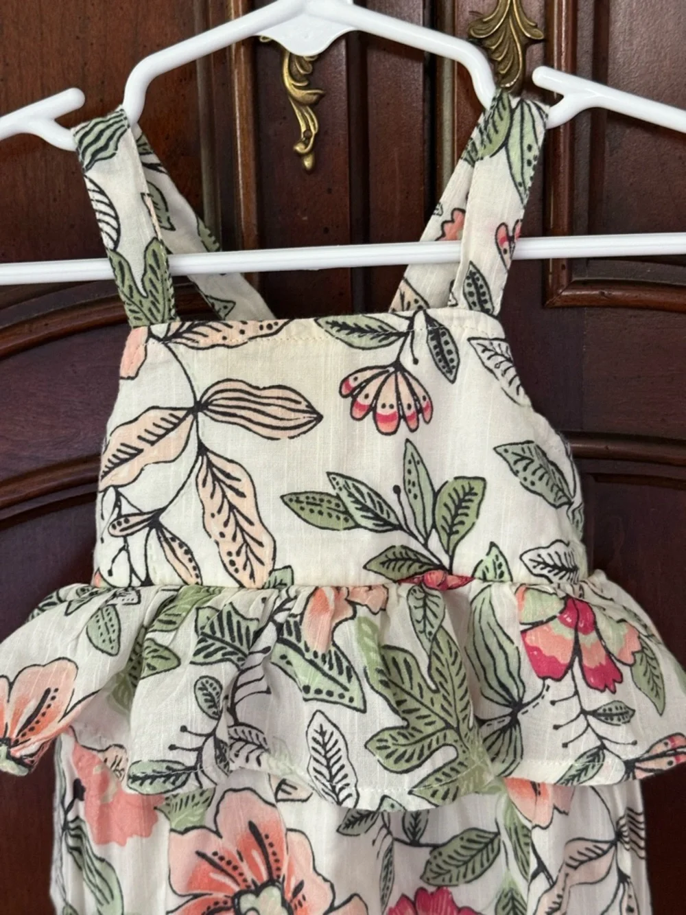 Old Navy Tropical Floral Bubble Romper Ruffle Baby Girl Outfit 6-12M